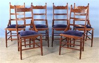 Six Eastlake Walnut Ladderback Chairs
