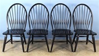 Four Black Windsor Style Dinning Chairs