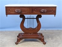 Marble Top Mahogany Console Table by Victorian