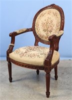 Louis XVI Style Walnut Finish Armchair
