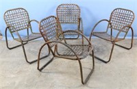 Four Metal Patio Chairs Circa 1930
