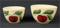 Two Watt Pottery Three Leaf Apple Mixing Bowls