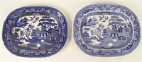 Two English Blue Willow Platters