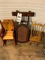 Decorative Sled, 2 Small Rocking Chairs