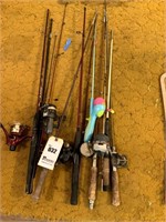 8 Misc. Fishing Poles,Barbie Fishing Pole
