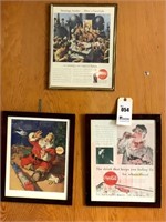 3 Framed Vintage Coca Cola Advertising Sheets