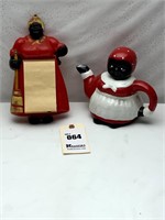 Aunt Jemima China Tea Pot & Plastic Note Holder