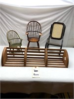 3 Small Wooden Doll Chairs