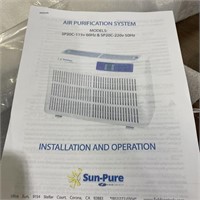 NEW SUN PURE AIR PURIFICATION SYSTEM MODELSPC-20