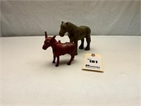 Cast Iron Horse & Small Cast Iron Donkey Bank