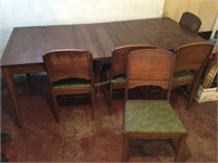 Wood dining table and chairs
