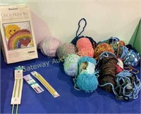 Latch Hook Kit, Knitting Needles, Yarn in Wheeled