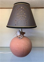 Terra Cotta Table Lamp with Hand Cut Shade