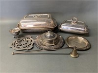 Grouping of Early Silver Plated Serving Pieces Etc