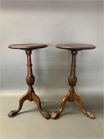 Pair of FTCo Pair of Round Top Mahogany Candle Sta