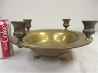 B71, Footed brass bowl w. 4 candleholders