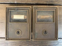Pair of Early Saftey Deposit Box Brass Doors