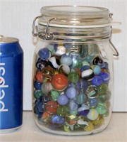 Large Glass Jar of Mixed Marbles