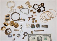 Vintage Jewelry Lot w Silver & Gold Marked Include