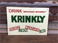 Original NOS Krinkly Soft Drink Tin Sign