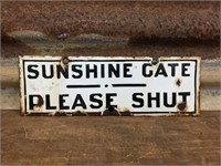 Original Double Sided Sunshine Gate Enamel Sign
