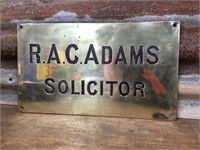 Original Solicitors Brass Sign - Made in England