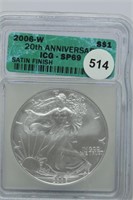 2006-w Burnished American Silver Eagle  SP69