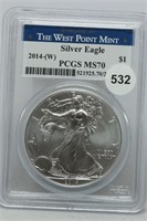 2014(w) American Silver Eagle MS 70