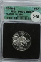 2008-s Proof Silver Alaska Quarter PR70