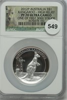 2012  Australia Silver Kangaroo PF70 1oz .999 Silv