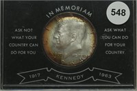 1964 Toned Kennedy half w/stamp BU