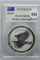 1oz .999 Silver 2014  Wedge Tailed Eagle MS70