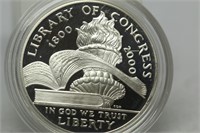 2000 Proof Library of Congress Silver Dollar OGP