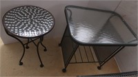 Wrought Iron End Table w/Glass Top&Sm Wrought Iron