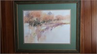 Framed/Matted Glass Watercolor by Joan Croft-52x34