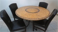 Italian Mosaic Top Table w/4 Chairs-48"D-Wrought
