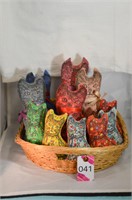 Basket of Handmade Rag Cats