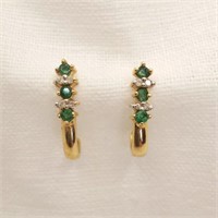 14K Emerald Diamond Earrings