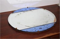 Round Antique Mirror w/ Blue Accents