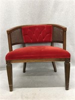 Mid Century Modern Red Velvet Wicker Chair