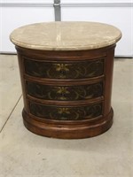 Marble Top Broyhill Mahogany 36" Oval Chester