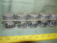 Vintage Metal Spice Rack & Matching Tins