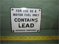 Vintage Gas Pump Porcelain Motor Fuel Sign - LEAD