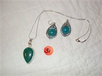 .925 Silver chain with Pendant & Matching Earrings