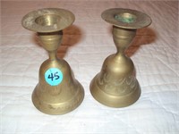 Pair of Brass Candle Holder Bells - Antique