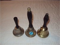 Brass Set of 3 Bells with wood handles