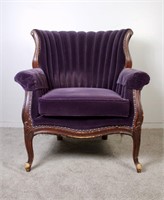 Antique Victorian Purple Upholstered Parlor Chair