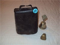 Antique Cow Bell and 2 Brass Bells - no Dingers
