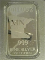 Minnesota State Silver Bar