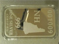 New Hampshire State Silver Bar